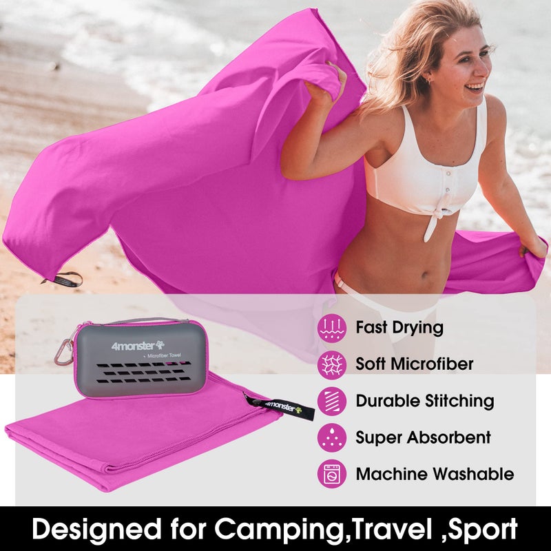 4Monster Camping Towel Super Absorbent, Quick Dry Microfiber Travel Towel, Light Weight Ultra Soft Compact Gym Towel for Hiking Swimming Beach Yoga Travel Sports Backpack - Image 2